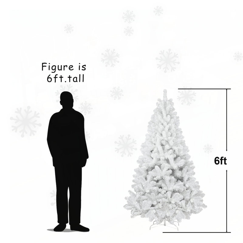 Arbre de Noël de 6 pi avec fil mémoire, arbre articulé en PVC à 760 pointes pour un assemblage facile et décorations de Noël modernes non incluses