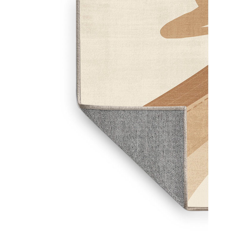 Tapis beige à motif machine de gymnastique Cain, 8 x 10