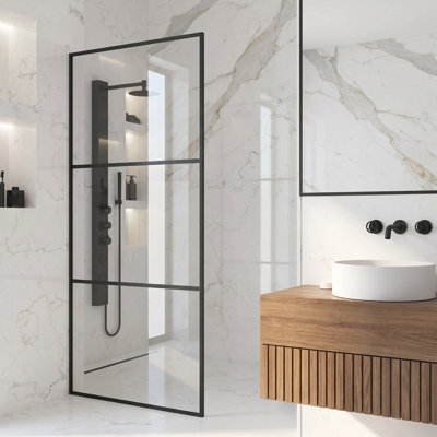 Divide Striped Glass Framed Shower Screen