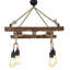 Lustre rustique fait à la main, pin massif, 31,5 po x 13,4 po x 23,6 po | Couleur noyer, 4 x douilles E27 de 40 W maximum | 100% bois massif, conception de fantaisie moderne, parfaite pour la salle à manger et les espaces de vie, solution d'éclairage élégante