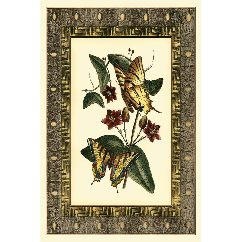 Leather Framed Butterflies I 1 Piece Wrapped Canvas Wall Art, 30cm H x 20cm W x 3.8cm D