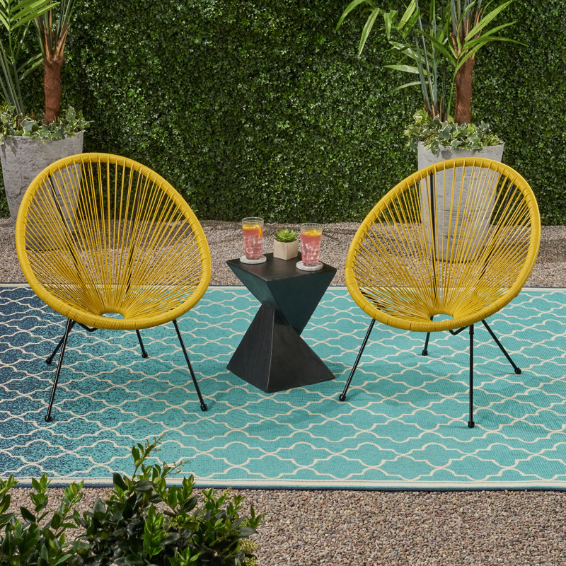 Chaise d'extérieur en tissu hamac Levon, Jaune