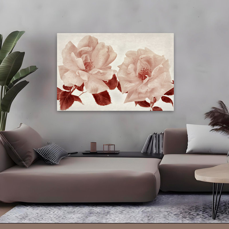 Plantes, fleurs, profondeur de roses I, art mural, H 32 po x l 48 po