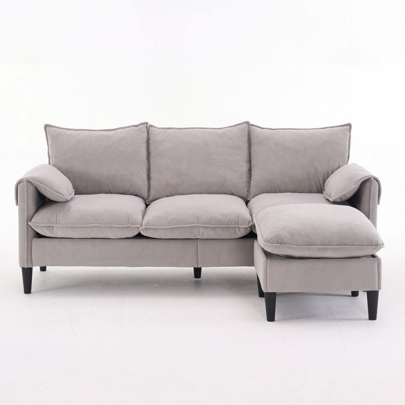 onvertible Combination Sofa Sofa L-Shaped Sofa with Footstools with Storage, Beige