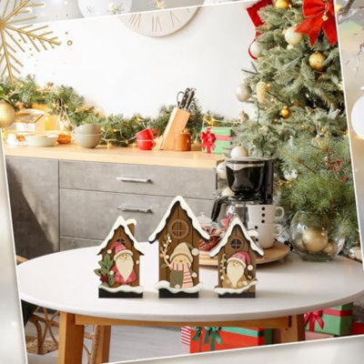 3 pièces décorations de Noël décoratives de table de gnome en bois d'intérieur Vintage