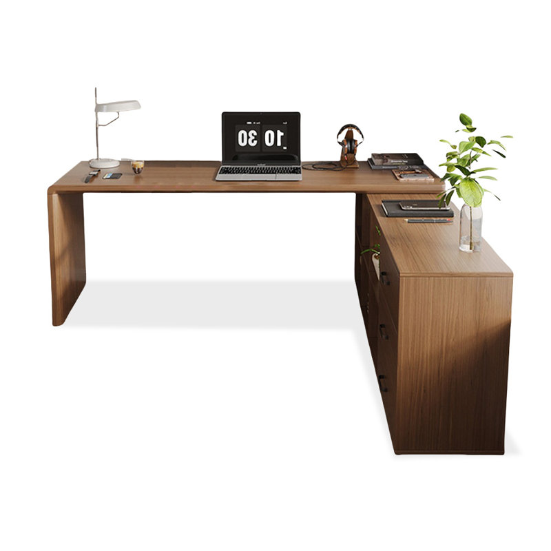 Bureaux en bois massif en L noyer foncé, H 29,53 po x l 78,74 po x P 23,62 po, Retour à droite
