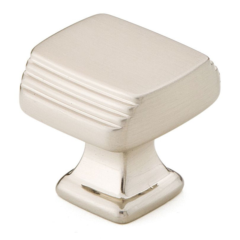 Art Deco Square Knob, Satin Nickel