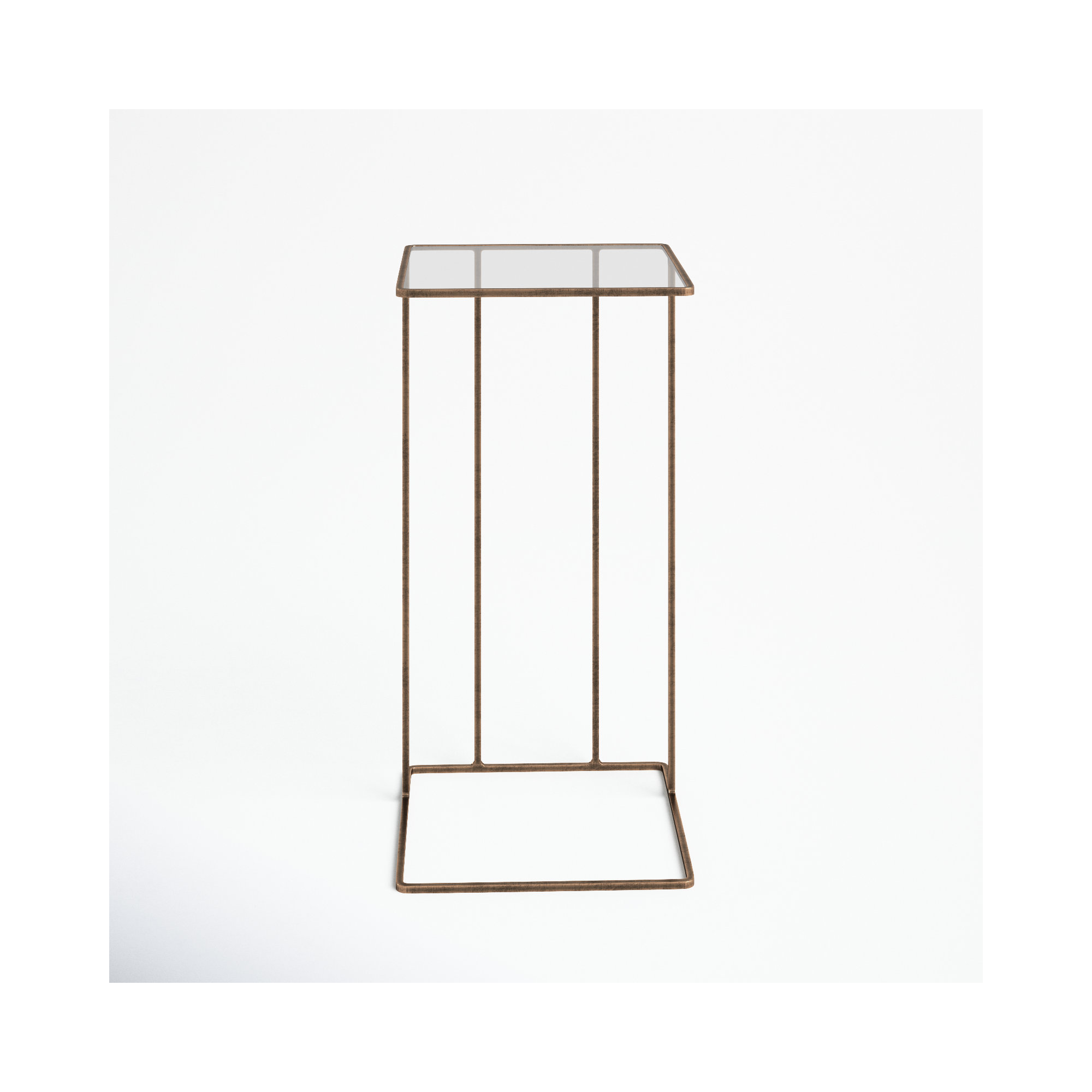 Margos Glass End Table, Antique Gold