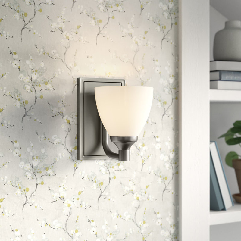 Applique murale à bras 1 lumière Cariah, Nickel satiné