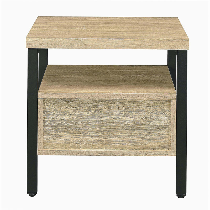 Yawan Oak & Black Finish Accent Table
