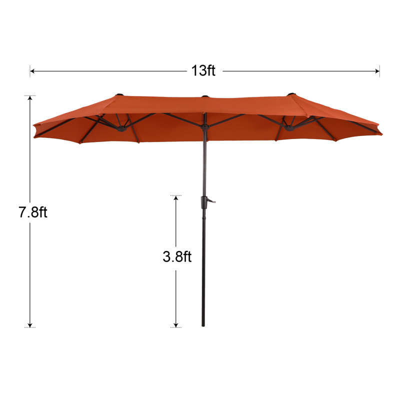 Parasol de marché rectangulaire 13 pi Aletse, Orange-rouge
