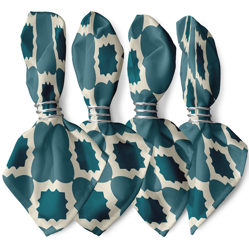 Volusia Polyester Geometric Square Napkin, Teal