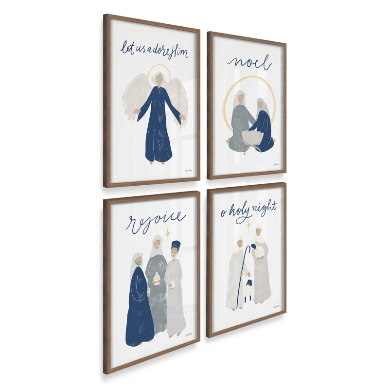 Bethlehem's Glow set of 4 Art Prints, Walnut, 36" x 24"