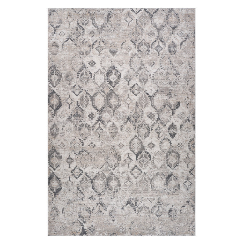 Tapis abstrait délavé beige et gris 4 pi x 6 pi