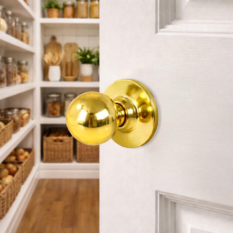 Ball Polished Brass Dummy Door Knob, Polished Brass