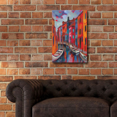 Art mural en verre acrylique épique «Burano 1» par Silvia Vassileva, 16 po x 24 po