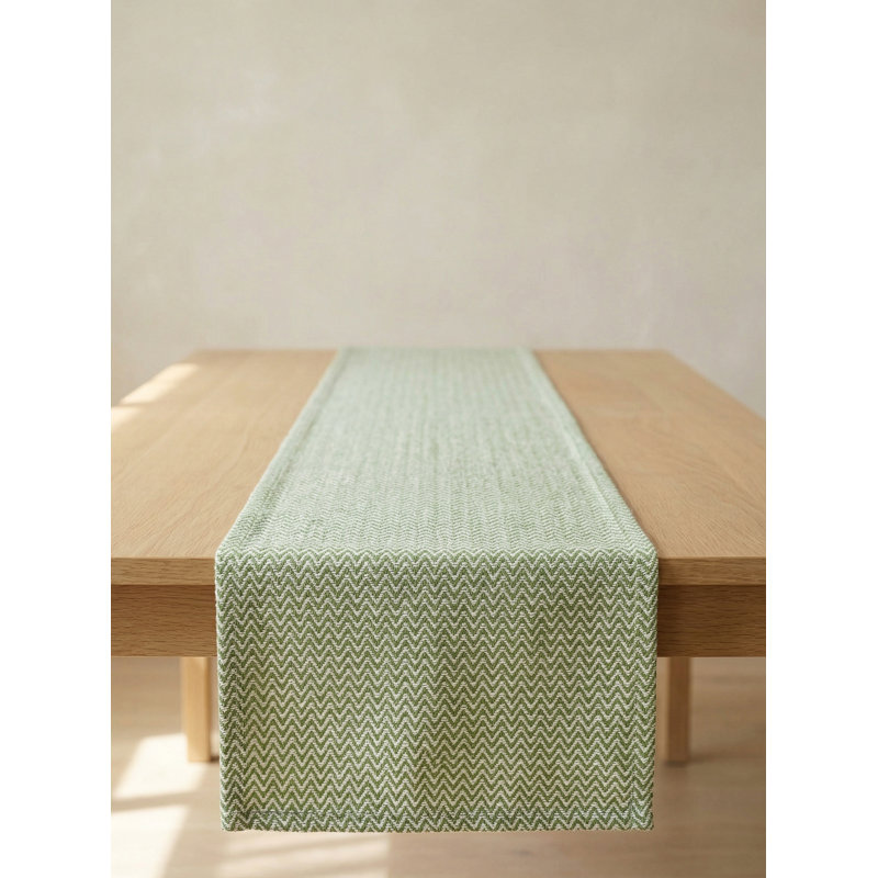 Pure Green Herringbone Bay Indoor Outdoor Table Runner 14x72