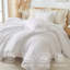 Ensemble de couette Suncomfy Ruffle Seersucker pour lit queen, style shabby chic, blanc, 3 pièces, ambiance romantique champêtre, ultra doux et léger, couette moelleuse toutes saisons-137128702-137128701