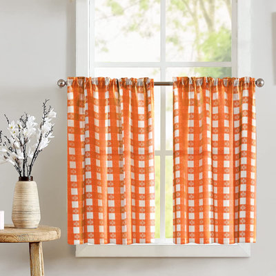 Poplin Tavern Gingham Checkered Cafe Tier Curtains