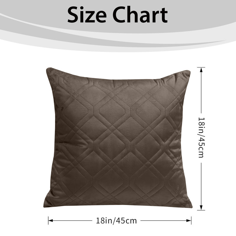 Aspire Homeware Diamond-Pattern Square Velvet Cushion Cover, Coffee, Pack of 2