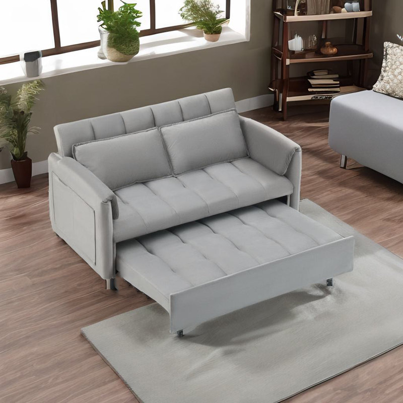 Causeuse moderne en velours, Gris