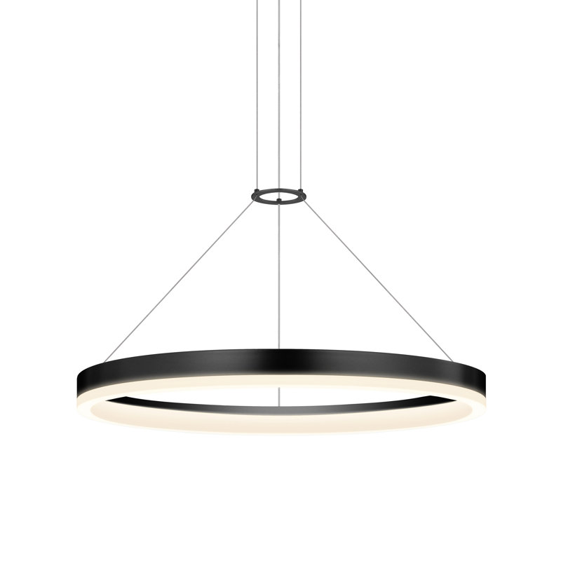 Satin Black 32-Inch LED Geometric Indoor/Outdoor Chandelier