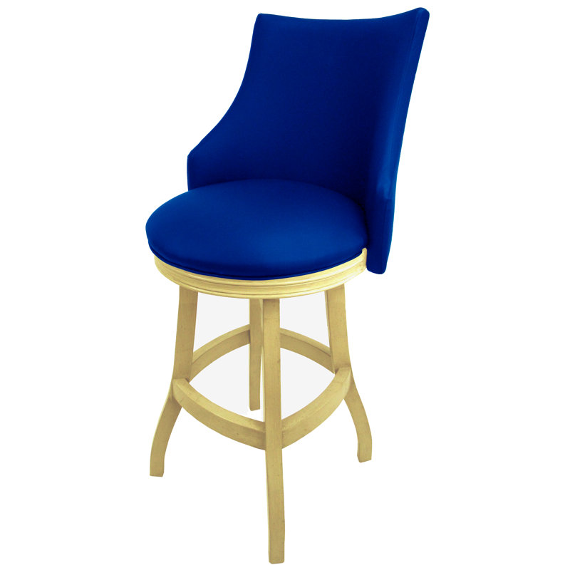 Tabouret pivotant en bois Ridfortore, Beige, Bleu Duc, Tabouret de bar (assise de 30 po de hauteur)