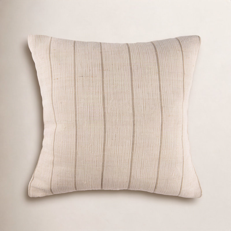 Jute Striped Cotton Decor Throw Pillow, Brown