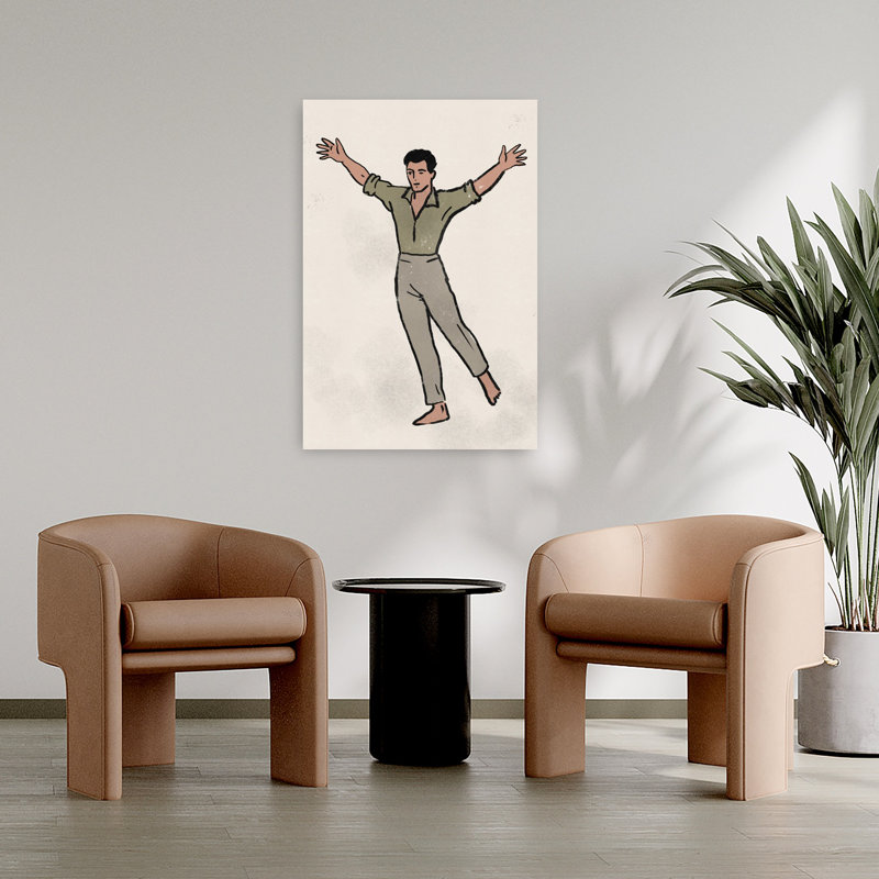 Joyeux danseur, art mural rétro classique élégant, 36" H x 24" W