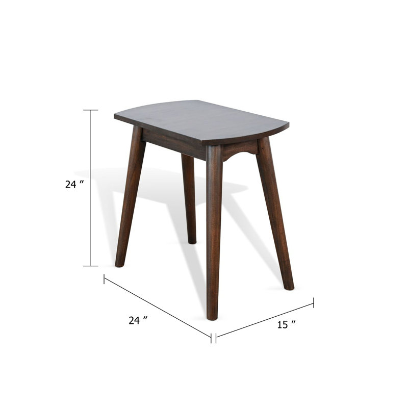 Table de chevet Neva, plateau rectangulaire de 24 pouces, pieds en angle, brun foncé