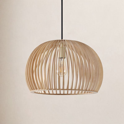 Paz Single Light Wood Dimmable Pendant