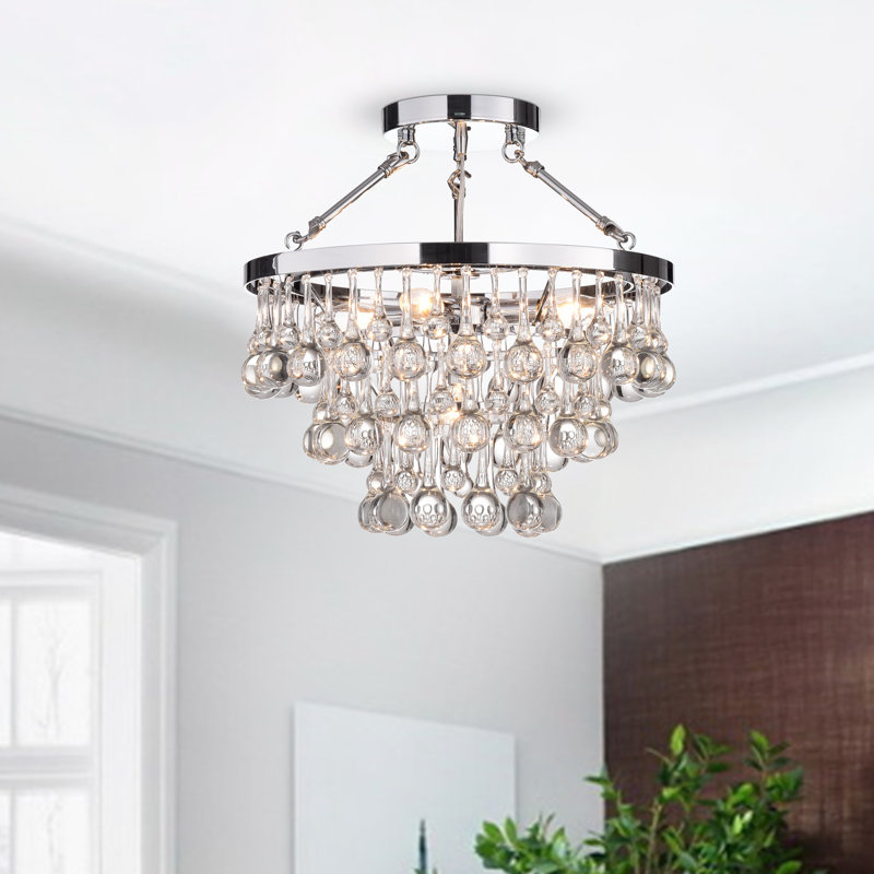 Kerr Glass Semi Flush Mount, Chrome