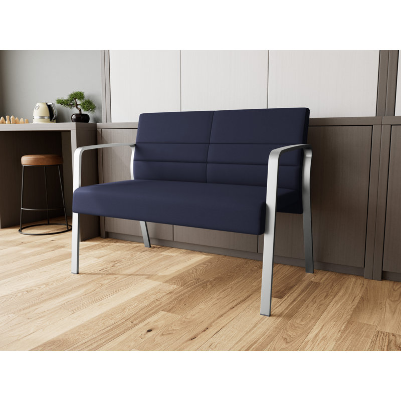 Cadre en métal Waterfall, Argent, Portes ouvertes en tissu bleu marine