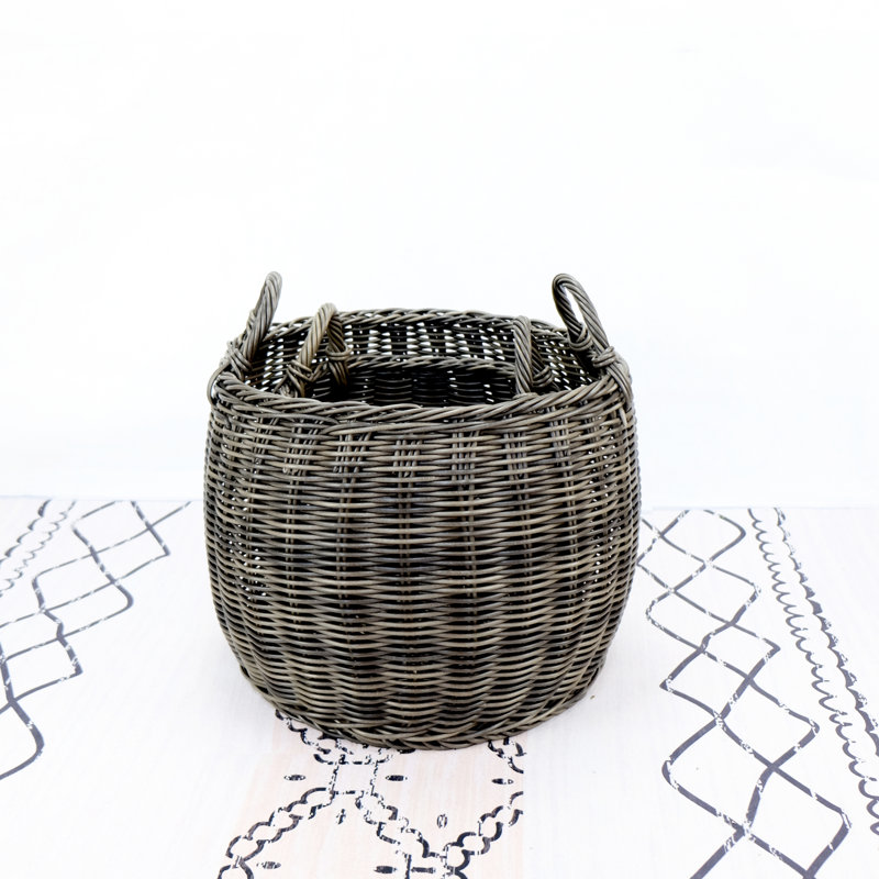 Rangement empilable fait à la main en plastique gris foncé pour maquillage 16,56 po X 15,88 avec poignées de 2