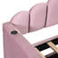 Lit de jour simple avec couchette et charge, revêtement en velours rose, fonctionnel, pas de sommier élégant, velours, style durable,-2030229727