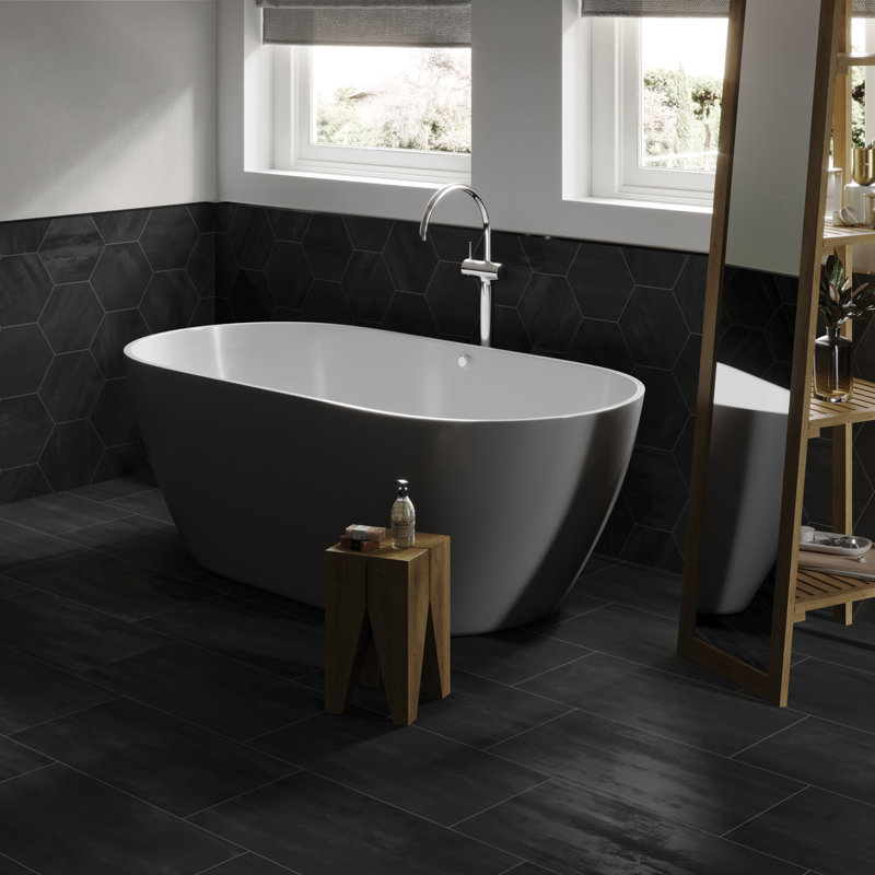 Black Concrete Look 12 in. x 24 in. Porcelain Floor and Wall Tile (15.50 sq. ft./Case)