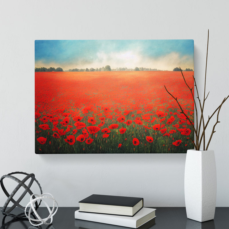 Vibrant Poppies Flowers - Wrapped Canvas, 50cm H x 76cm W x 3cm D
