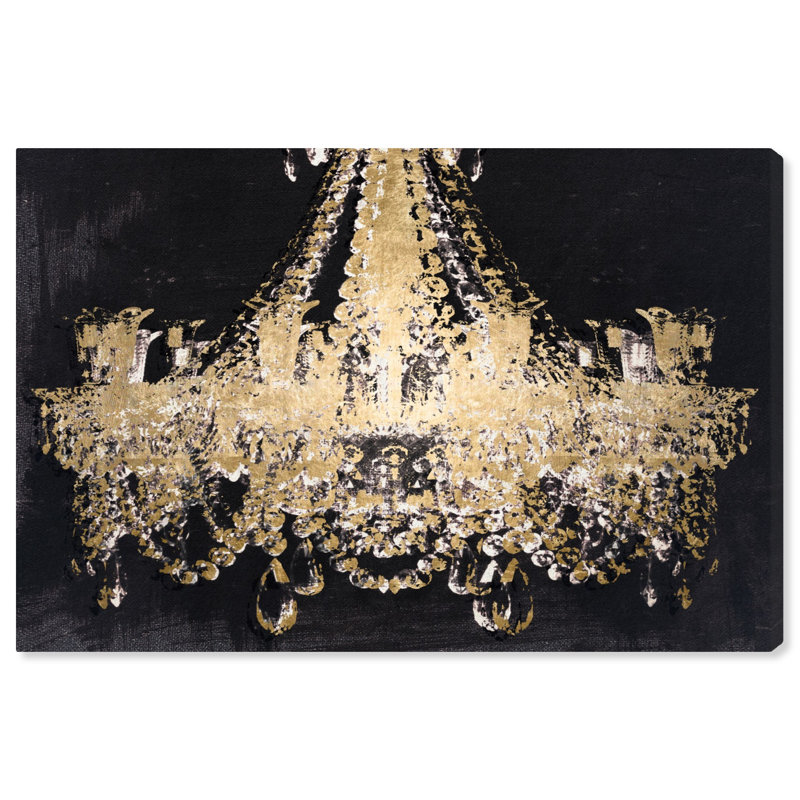 " Fashion And Glam Chandelier Gold/ Black ", 30" H x 45" W