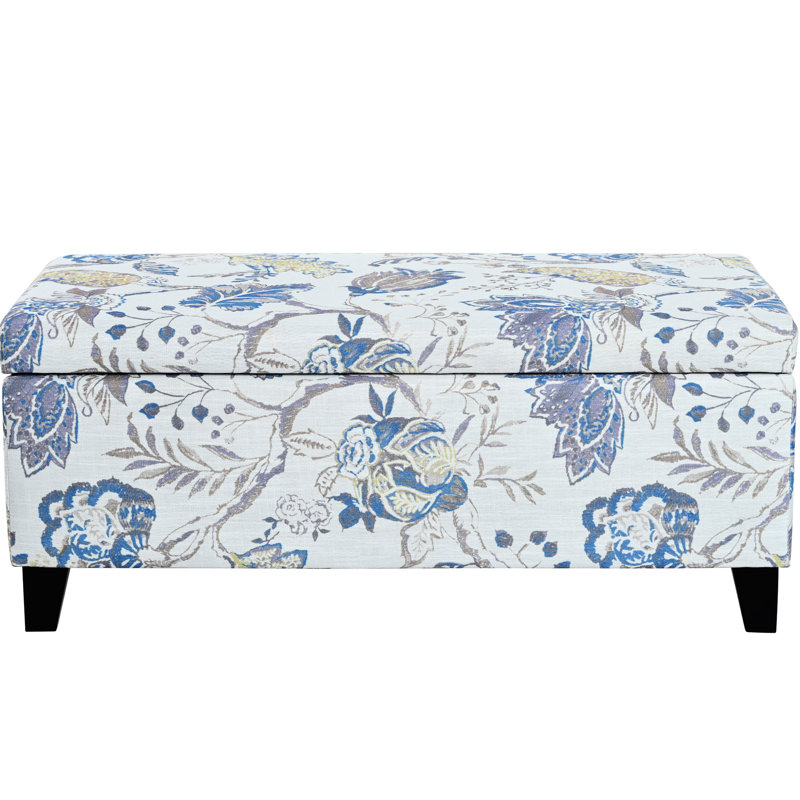 Rangement multifonctionnel à fleurs bleues avec charnières à fermeture en douceur, matériau, convient pour la chambre à coucher et le rangement de jeux de société de luxe, fonctionne comme repose-pieds, siège de rangement dans le bureau