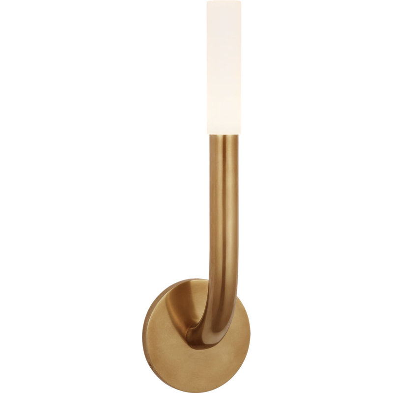 Rousseau Single Sconce with Etched Crystal, Antique-Burnished Brass