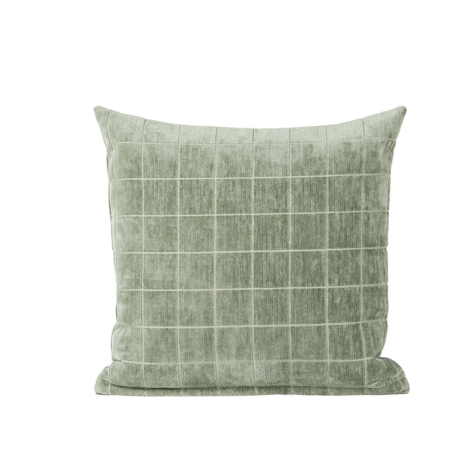 Otterville Velvet Grid Throw Pillow, Green Geometric, Polyester, 20"H x 20"W