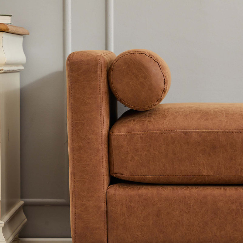Banc rembourré de 66 po pour le lit d'une chambre, Brun, Brun