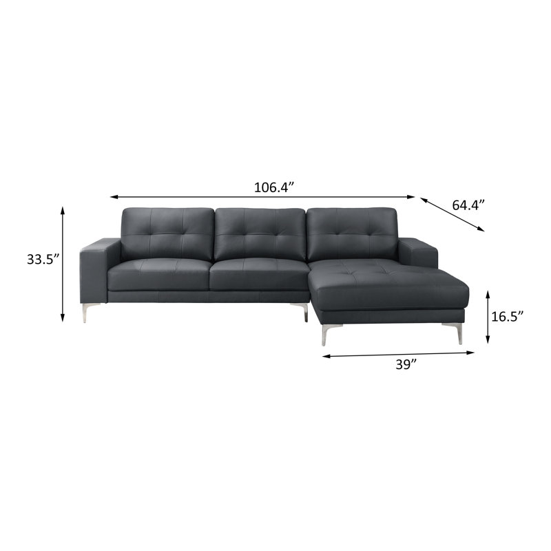 Ensemble modulaire rembourré 2 pièces Najdenka, Cuir véritable noir