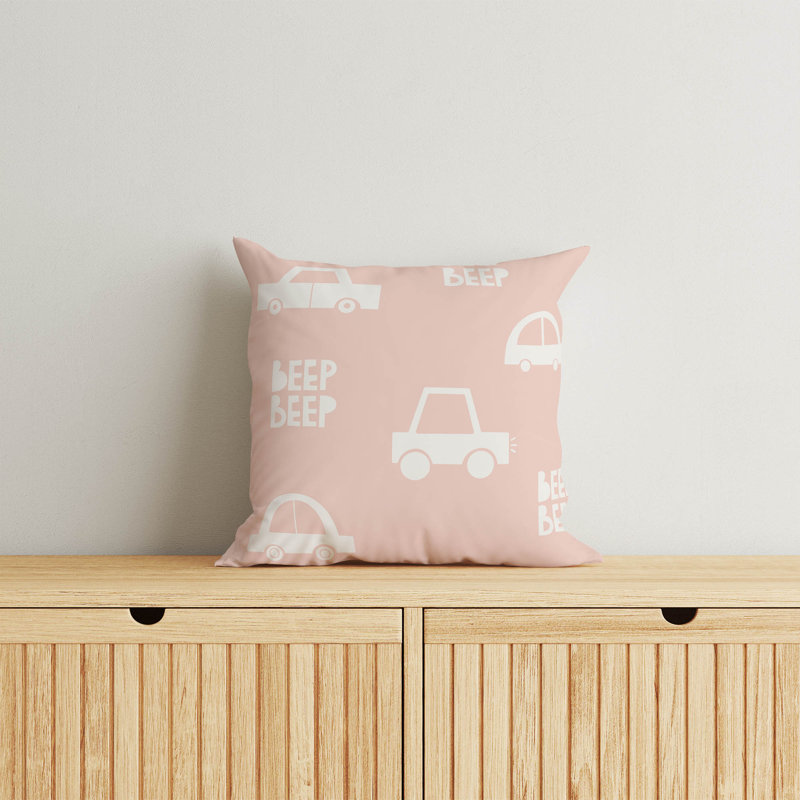 Coussin Beep, Rose / Ivoire, H 26 po x l 26 po