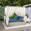 Outdoor Rattan Daybed, Adjustable Back, Polyester Cushion, With Canopy, Steel Frame, Easy To Install-266713959