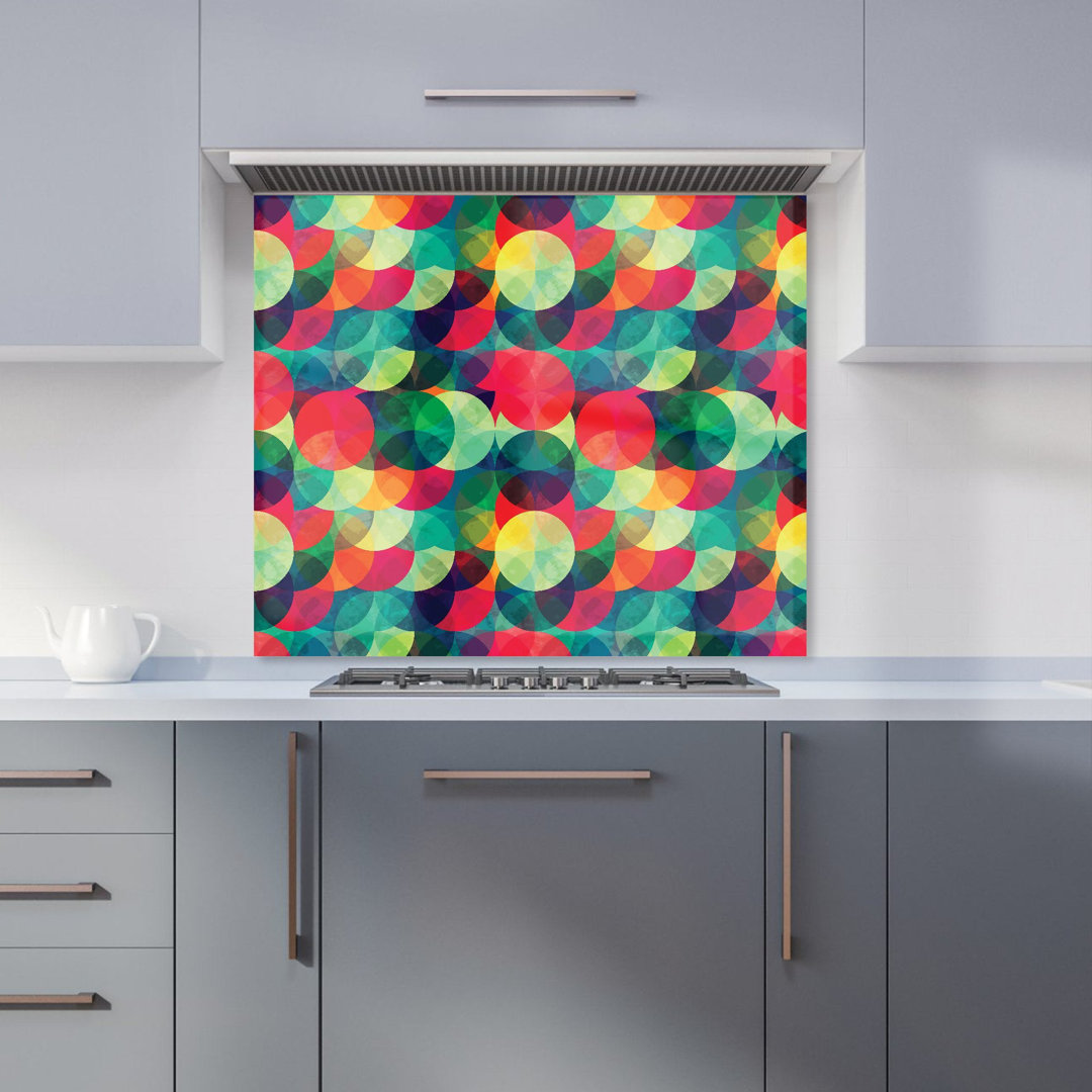 60 cm x 75 cm Grundfliese Colourful Grunge Circle Pattern aus Glas