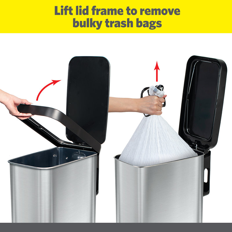 Slim Stainless Steel 12 Gallon Step-On Trash Can