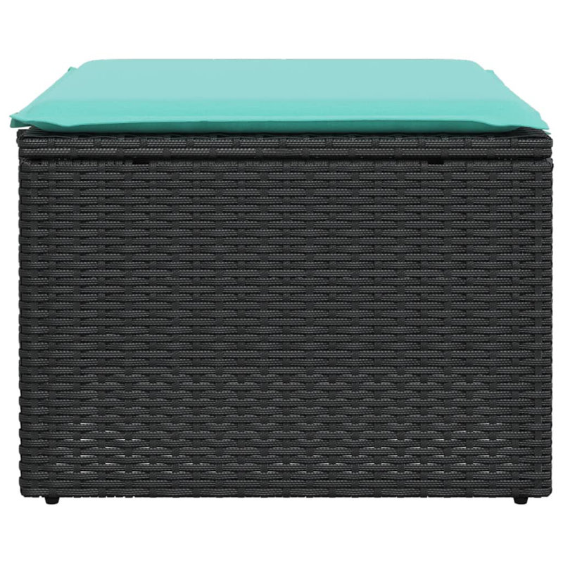 Tabouret de patio avec coussin 21,7 po x 21,7 po x 14,6 po Ebern Designs, Bleu, Noir