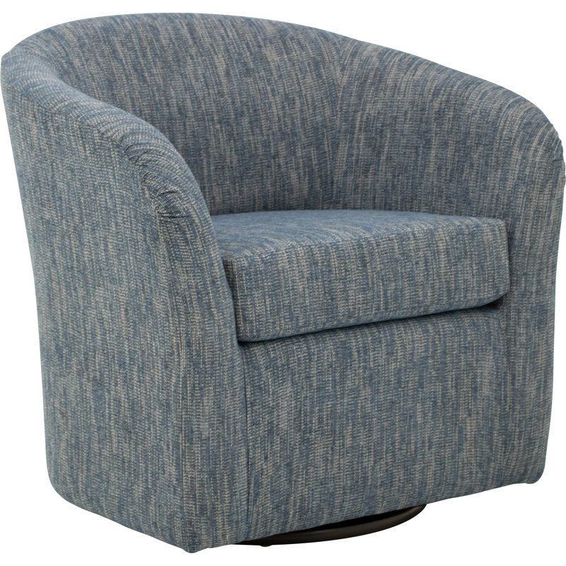 Upholstered Swivel Barrel Chair, Hapden Navy Polyester Blend