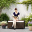 Banc de rangement extérieur en rotin en PE avec doublure imperméable et coussin moelleux